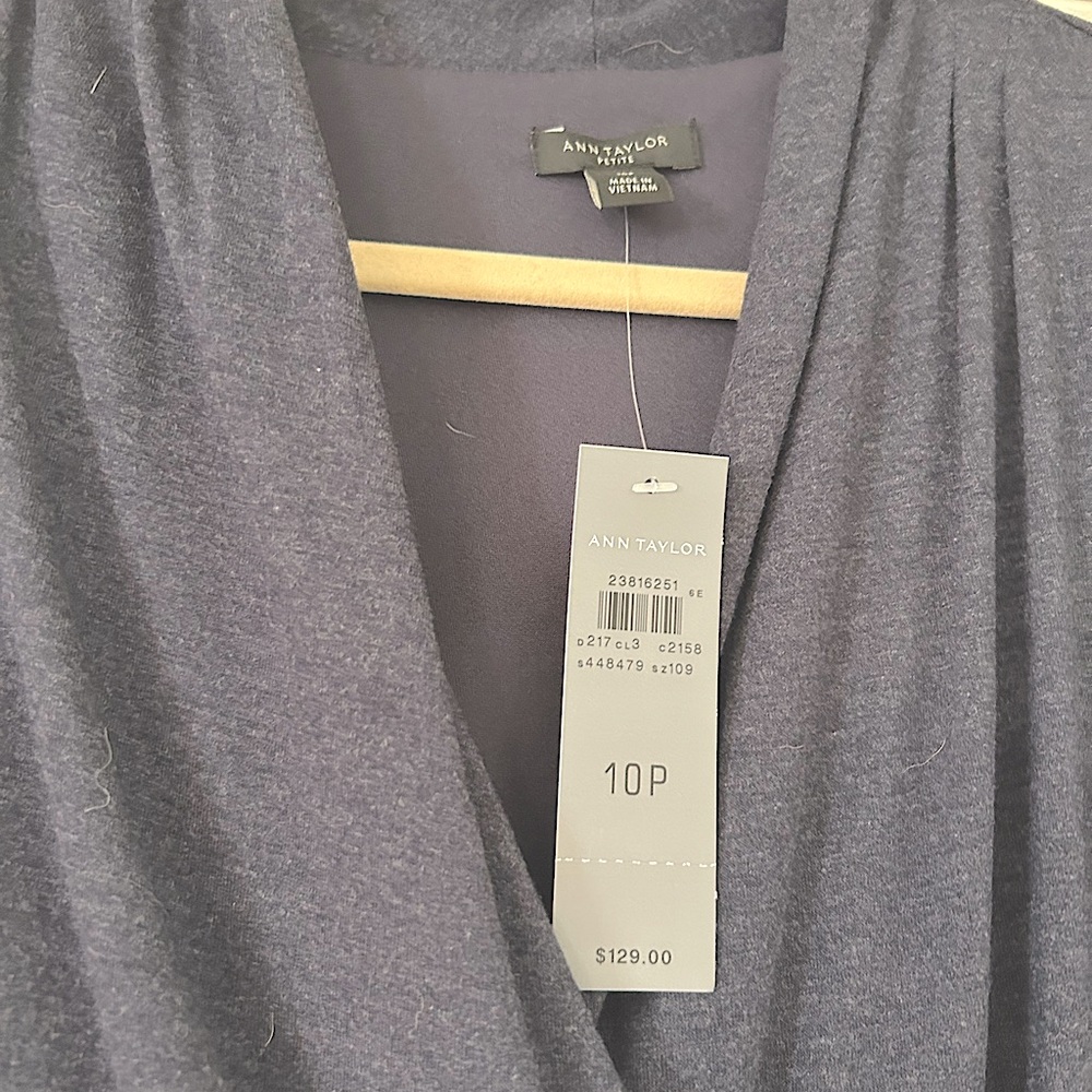 Ann Taylor wrap Knit dress in Atlantic Navy, Size 10P - Picture 2 of 3
